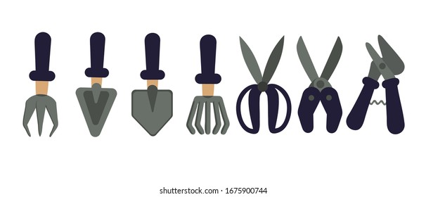 Vector illustration of garden tools icon flat design. Illustration of garden tools , icon, object isolated on a white background. Gardening, farming, farm, farming or gardening work. For books, magazi