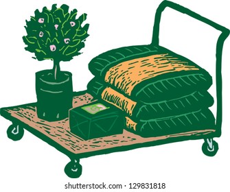 Vector illustration of a gardening cart