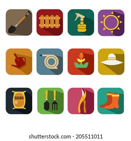 A vector illustration of gardening icon sets
