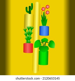 vector illustration, gardening inspiration by using used cans.