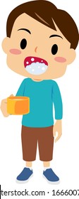 Vector Illustration of gargling boy