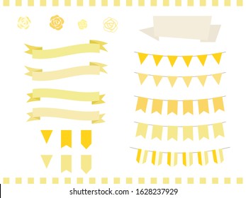 Vector illustration of garland set with yellow rose icon.