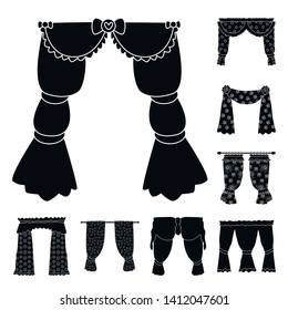 Vector illustration of garter and blinds symbol. Set of garter and drapery stock vector illustration.