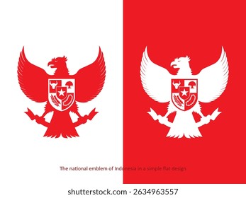 A vector illustration of Garuda Pancasila, the official emblem of Indonesia, featuring a modern and simple design. Perfect for projects related to history, culture, independence, or government. 