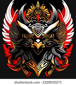 vector illustration of garuda robot