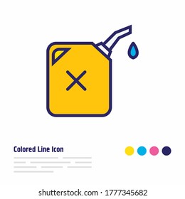 Ilustración vectorial de la línea de color del icono del gas. También se puede utilizar un elemento de transporte hermoso como elemento icono de contenedor de combustible.