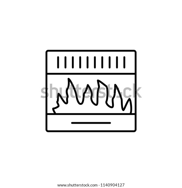 Vector Illustration Gas Fireplace Line Icon Stock Vector Royalty