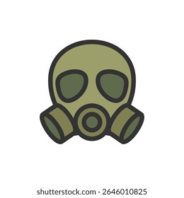 Vector illustration of a Gas Mask in solid line style isolated in white background