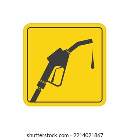 Vector illustration of gas oil yellow sign. Gas station icon in simple design. Fuel pump petrol. Vector EPS 10.