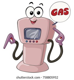 Vector illustration, the gas pump is waiting for you to refill,  white background.
