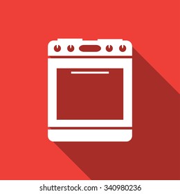 Vector Illustration of a gas stove, in a red background