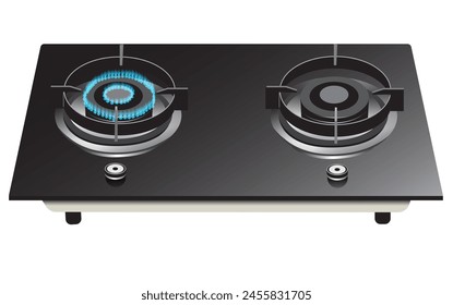 Vector illustration of a gas stove viewed from above.