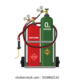 Vector illustration. Gas welding on a white background.