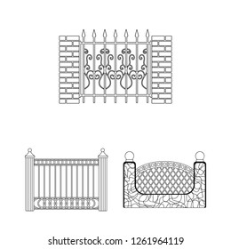 Vector illustration of gate and fence icon. Collection of gate and wall vector icon for stock.