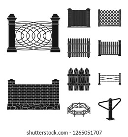 Vector illustration of gate and fence icon. Set of gate and wall stock vector illustration. Vector illustration of gate and fence icon. Set of gate and wall stock vector illustration.