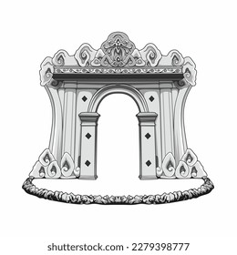 vector illustration of a gate or gate in the Kasepuhan palace, Cirebon, West Java, Indonesia