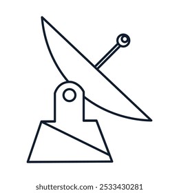 Vector illustration of gateway ground equipment in linear style. Science, discovery, and space symbol. Astronomy and communication element. Radio telecommunication symbol