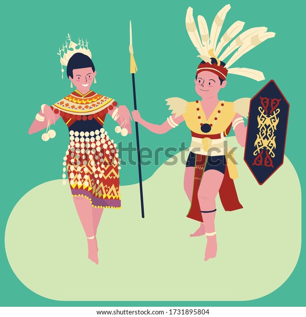 Vector Illustration Gawai Dayak Hari Gawaifestivalman Stock Vector ...