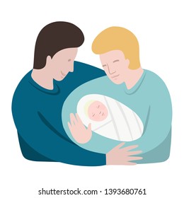 vector illustration gay couple with baby 