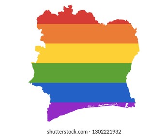 Vector illustration of the Gay Map of Ivory Coast