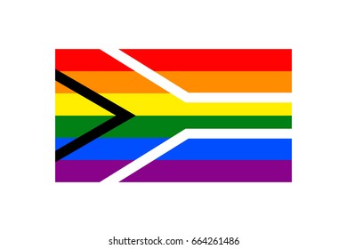 Vector illustration of the gay pride flag of South Africa on white background. LGBT symbols topic.