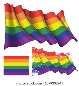 Vector illustration of a Gay Pride  waving finish checkers flag. Each element on a separate layer with well-defined groups and subgroups.