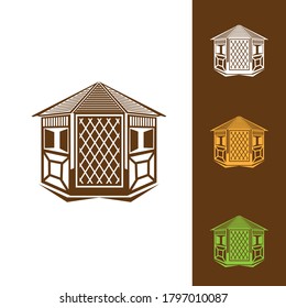 Vector illustration of gazebo isolated on white background. Can be used as a logo or design element. EPS 10.