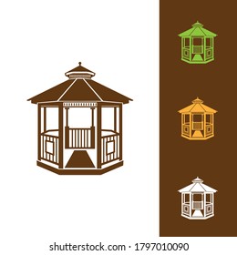 Vector illustration of gazebo isolated on white background. Can be used as a logo or design element. EPS 10.