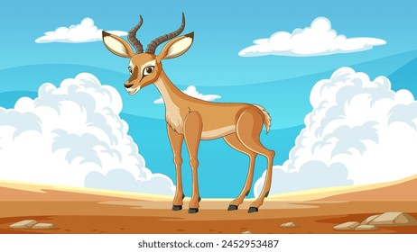 Vector illustration of a gazelle in natural habitat