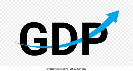 Ilustración vectorial del concepto de crecimiento del PIB aislado sobre fondo transparente