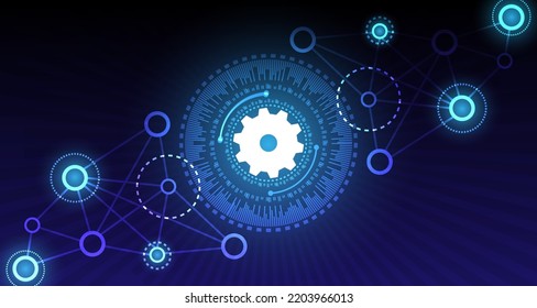 Vector illustration gear abstract technology of science background. Futuristic interface with geometric shapes. EP.2.hi-tech communication concept innovation vector illustration background 