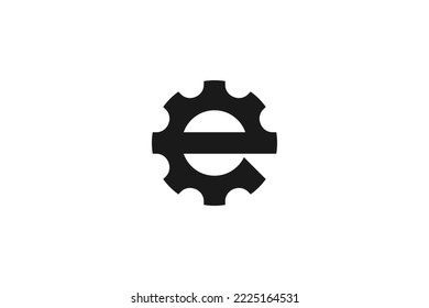 vector illustration of gear combination logo with letter E suitable for technician or mechanic logo