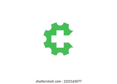 ilustración vectorial de un logotipo combinado de engranajes con un icono médico adecuado para un técnico o un logotipo mecánico en el sector de la salud