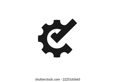 vector illustration of a gear combination logo with a checklist icon suitable for a technician or mechanic logo