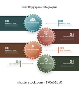 Vector illustration of gear copyspace infographic design element.