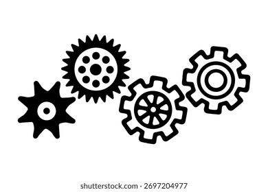 Ilustración vectorial de un engranaje en estilo doodle