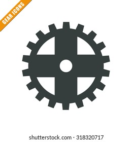 Vector illustration of gear icon . Could be used as menu button, web interface element template, badge, sign, symbol, company logo, mobile application element