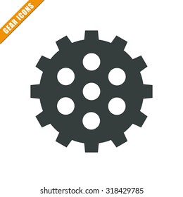 Vector illustration of gear icon . Could be used as menu button, web interface element template, badge, sign, symbol, company logo, mobile application element