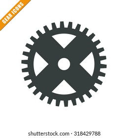 Vector illustration of gear icon . Could be used as menu button, web interface element template, badge, sign, symbol, company logo, mobile application element