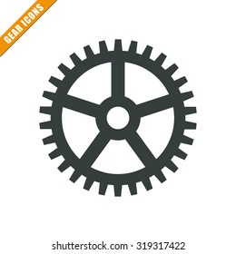Vector illustration of gear icon . Could be used as menu button, web interface element template, badge, sign, symbol, company logo, mobile application element