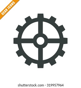 Vector illustration of gear icon . Could be used as menu button, web interface element template, badge, sign, symbol, company logo, mobile application element