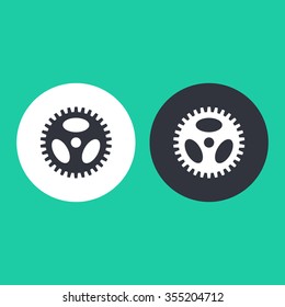 Vector illustration of gear icon . Could be used as menu button, web interface element template, badge, sign, symbol, company logo, mobile application element