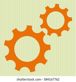 Vector illustration of Gear icon in orange.

