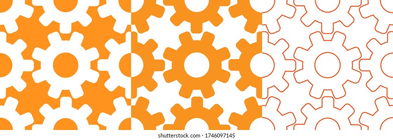 vector illustration of a gear mechanism pattern. set of ornaments on the theme of mechanics