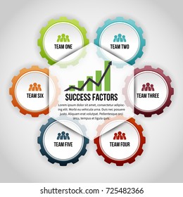 Vector illustration of gear success factor infographic design element.