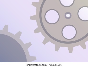 Vector illustration of gear wheel abstract background. Blue transparent banner with clockwork. EPS10.