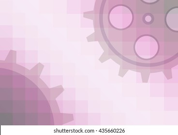 Vector illustration of gear wheel abstract background. Pink transparent banner with clockwork. EPS10.