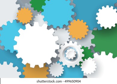 Vector illustration gear wheel. Abstract hi-tech technology and engineering background, machine technology futuristic concept. Vector abstract technology on light gray color background