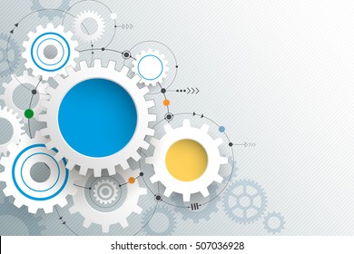 Vector illustration gear wheel. Abstract high tech technology and engineering background, Machine technology, futuristic concept. Vector abstract technology on light gray color background