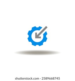 Vector illustration of gear wheel with arrow inside direction. Symbol of technology intergation. Icon of operation.